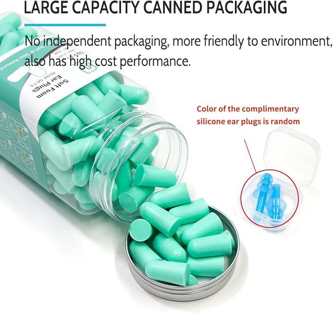 LYSIAN Ultra Soft Foam Earplugs for Sleep - 38dB Noise Cancelling Ear Plugs Perfect for Work, Travel & Shooting. Soundproof & Noise Reduction - 60 Pairs Value Pack (Water Blue)