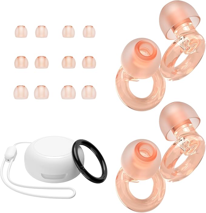 Ear Plugs for Concert, 2 Pairs of Noise Reduction Earplugs 25dB-30dB with 8 Ear Tips&Carry case,Reusable Hearing Protection earplugs for Sleep,Social,Work,Focus&Noise Sensitivity