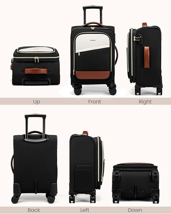 LOVEVOOK 4 Pcs Carry On Luggage 22x14x9 Airline Approved, 20 Inch Carry On Suitcases with Wheels, Softside Rolling Suitcase for Women Men, with TSA Lock Weekender Travel Luggage