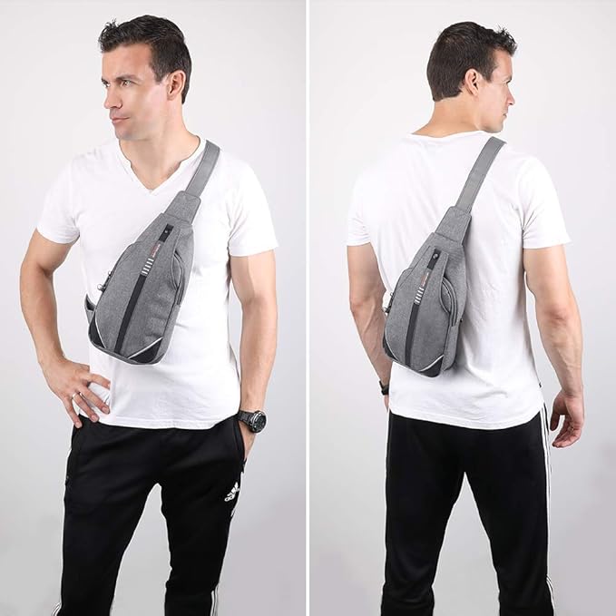 WATERFLY Small Crossbody Sling Backpack Anti Theft Backpack for Traveling Chest Bags for Men&Women Multipurpose Casual Daypack Hiking Shoulder Bag (Gray)