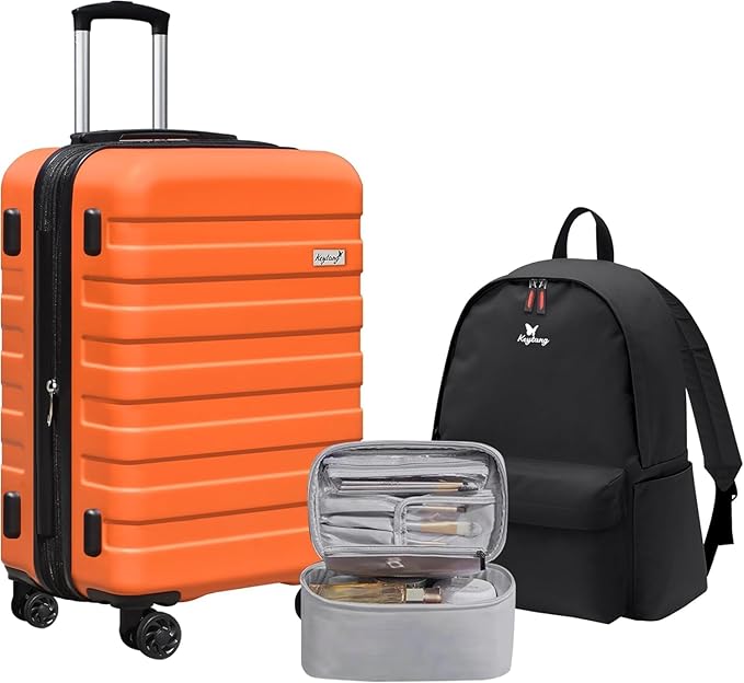 Zebra 20" Expandable Carry-On, Lightweight Hardshell Suitcase with Spinner Wheels, Orange