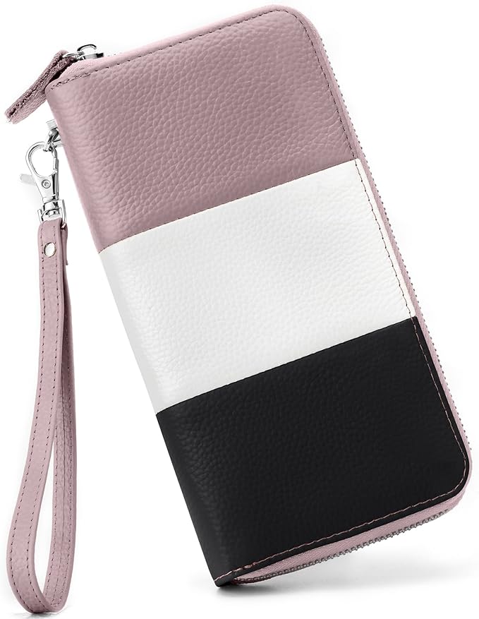 Moflycom Womens Wallet RFID Blocking Genuine Leather Multi Credit Card Large Capacity Zip Around Clutch Travel Purse Wristlet