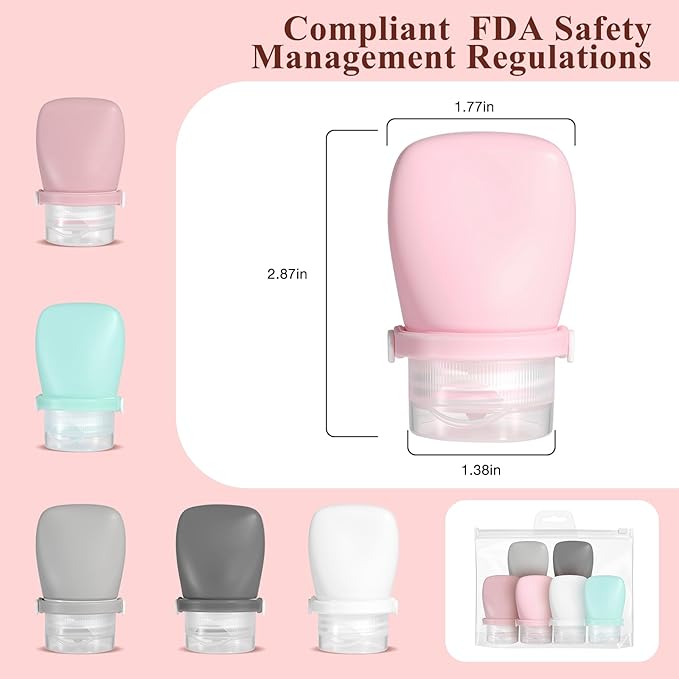 6pcs Silicone Travel Bottles,Refillable 1 oz Travel Bottles,Good Size for Travel,Gym Sessions,Picnic,Easy Fill and Leak Proof Travel lotion Container,for Tomato Sauce,Conditioner,Body Wash,Dishwas