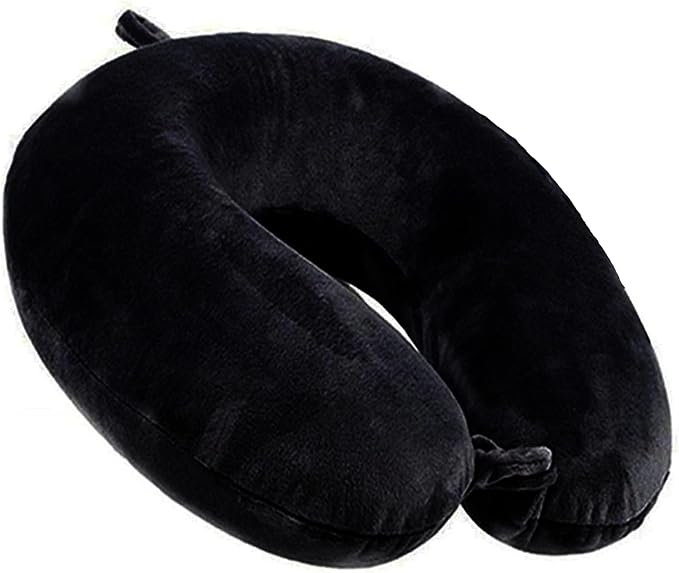 Travel Neck Pillow - 100% Memory Foam Support Pillow for Aiplanes Cars Home Use Office USC and Provides Neck Support (Black)