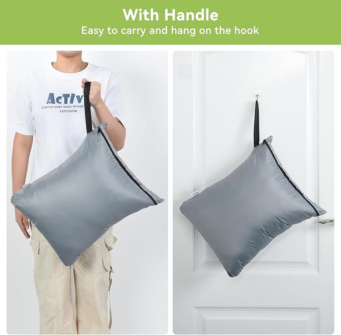 OTraki 2PCS Wet Bags 16x20 inch Medium Wet Dry Bag for Swimsuit and Towels Waterproof Beach Swimming Bag, Wet Dirty Clothes Gym Bags with Handle Drying Do Not Exceed 176℉ (Black & Grey)
