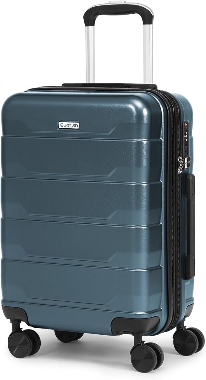 Quatish Checked Luggage 26 inch Large Hard Shell Suitcase with Spinner Wheels, Expandable Durable Luggage with TSA Lock, Smooth Rolling Wheel for Lightweight Travel for Men Women, Teal Blue