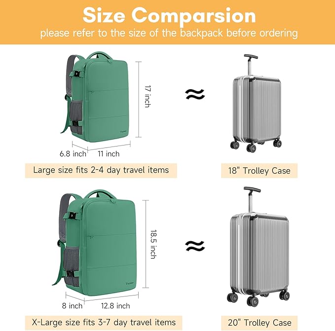 Taygeer Travel Backpack for College Woman, Lightweight Backpack for 15.6 inch Laptop with Water Bottle Holder, TSA Friendly Bag for Women, Back Pack Carry On Luggage for friend Gym Sport,Green
