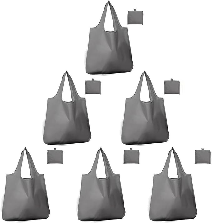 Foldable Reusable Grocery Bags – Heavy Duty 6 Pack with Handles | XL Tote for Women & Men, Market, Travel, Storage