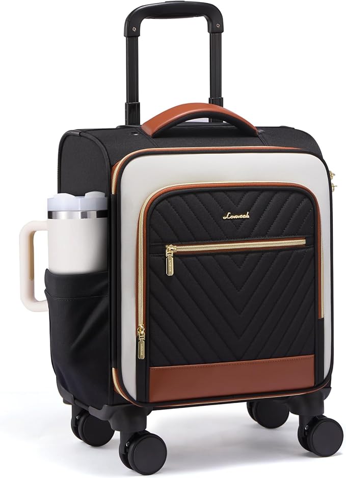 LOVEVOOK Underseat Carry On Luggage Airline Approved, 14 Inch Softside Suitcases with Wheels, Lightweight Spinner Carry on Suitcase with TSA Lock Weekender