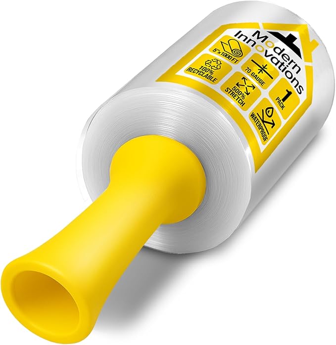 Mini Stretch Wrap 5 Inch Plastic Stretch Film for Pallet Wrap - Stretch Wrap for Moving Supplies - 5 Inch x 1000 Feet, 70 Gauge, 1 Pack with Handle