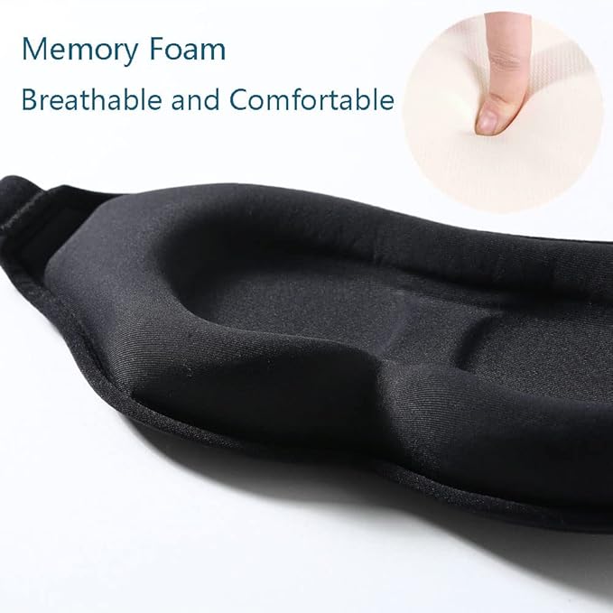 Tim & Tina 3D Sleep Eye Mask Blindfold for Men Women Sleeping Mask Light Blocking Soft Covers for Travel Nap Yoga Adjustable Strap (3D Black (Edge Cover)