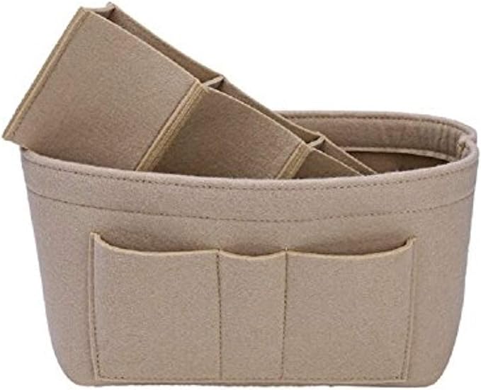 ZTUJO Purse Organizer Insert, Felt Bag Organizer For Handbag Purse Organizer, 13 Colors, 6 Size (Slender Medium, Beige)
