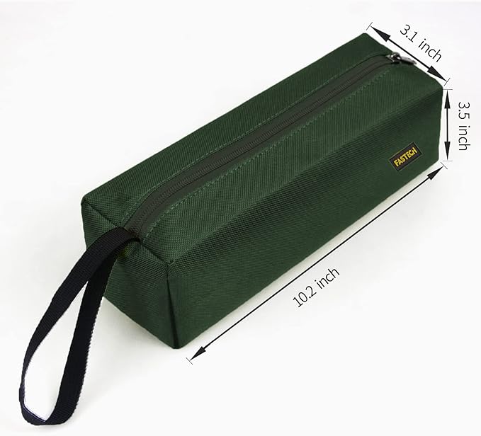 FASTECH 1-Pack Zipper Utility Tool Bag, Small Zipper Bags/Multi-purpose Tool Pouch Tote Bags Storage Organizer for Screwdrivers, Pliers, Nut Drivers Gifts to Men/Women. (Green)