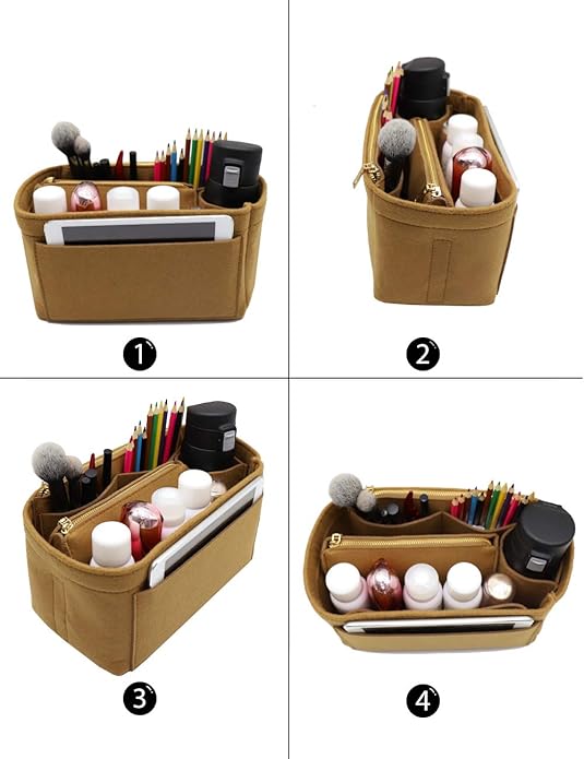 LEXSION Felt Purse Bag Organizer Insert with zipper Bag Tote Shaper Fit Speedy Neverful PM MM