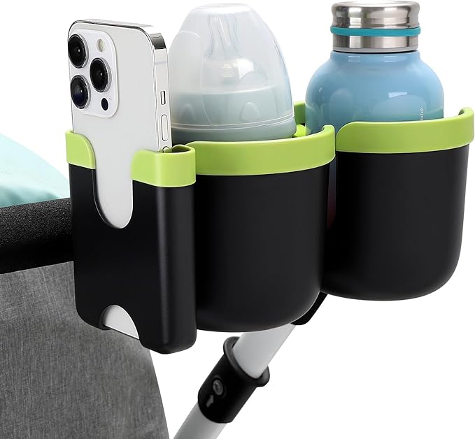 Accmor Stroller Cup Holder with Phone Holder, Bike Cup Holder, Universal Cup Holder for Uppababy Nuna Doona Strollers, 2-in-1 Cup Phone Holder for Stroller Bike Wheelchair Walker Accessory