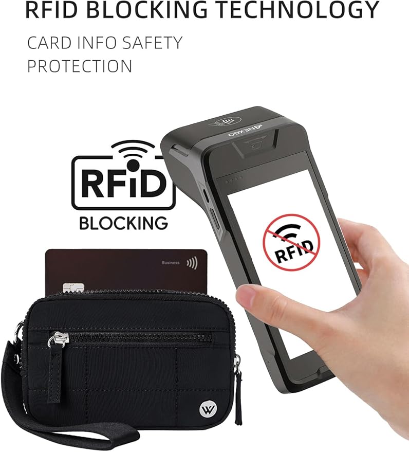 WESTBRONCO Wristlet Wallets for Women – RFID Blocking Quilted Nylon Phone Wallet, Card Holder Purse for Travel & Everyday Use