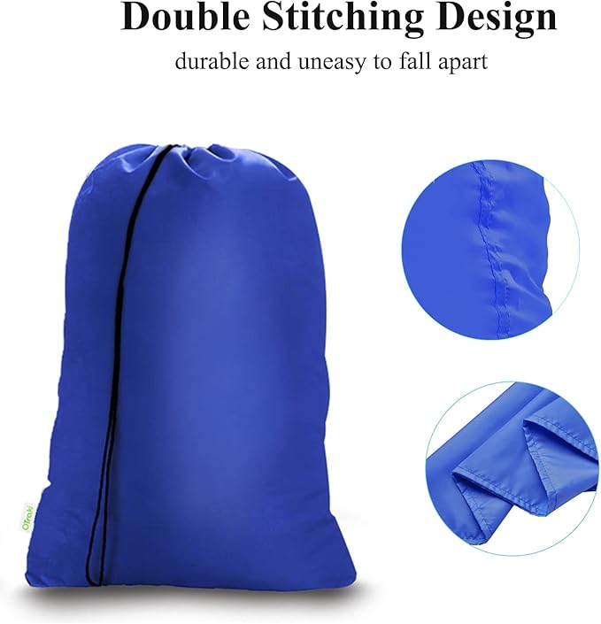 OTraki 2Pack Laundry Bag 28x45 inch Drawstring Laundry Basket Hamper Line Bag XXL Large Dirty Clothes Storage Travel Bag Machine Washable for Camp, Drying Do Not Exceed 176℉ Blue&Black
