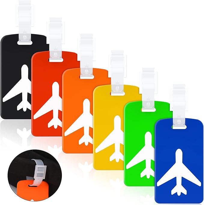 6 Pack Silicone Luggage Tag with Name ID Card, Luggage Tags for Suitcases TSA Approved, Perfect to Quickly Spot Luggage Suitcase and Bags