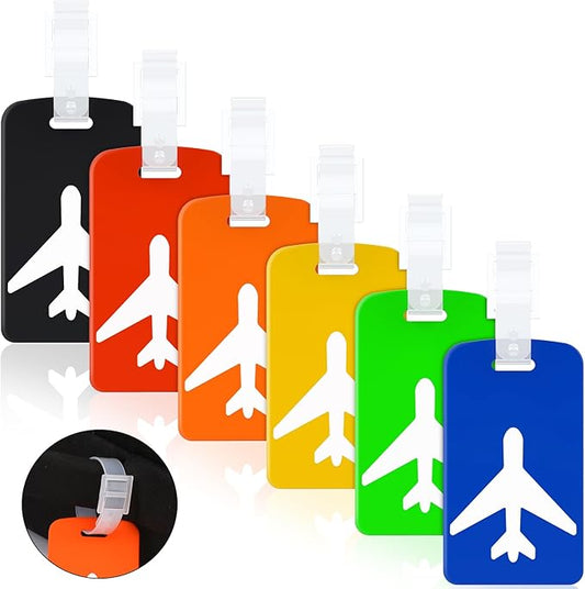 6 Pack Silicone Luggage Tag with Name ID Card, Luggage Tags for Suitcases TSA Approved, Perfect to Quickly Spot Luggage Suitcase and Bags