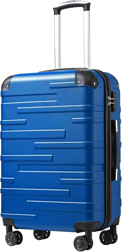 Coolife Hardside Carry-On Luggage with TSA Lock, Spinner Wheels, Telescopic Handle, Lightweight Suitcase (Blue, S(20in_carry on))