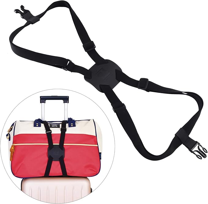 Luggage Straps Bag Bungees for Add a Bag Easy to Travel Suitcase Elastic Strap Belt (L Size, L-Black)