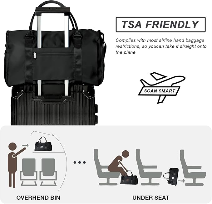 Weekender Duffel Bags for Women with Toiletry Bag, Travel Totes Bag for Airplane, Cute Sports Gym Dance Bag Overnight Luggage Bag with Wet Pocket Shoe Compartment, Carry On Hospital Bag