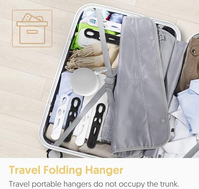 NICEDACK Premium Travel Hangers 3 Pack Portable Folding Clothes Hangers - Super Bearing Collapsible Hanger Foldable Clothes Drying Rack for Travel, Indoor and Outdoor Use (3 Pack White)