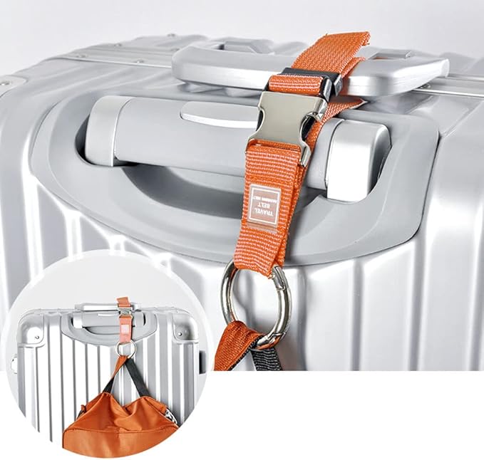 Add-A-Bag Luggage Strap Jacket Gripper, Luggage Straps Baggage Suitcase Belts Travel Accessories - Make Your Hands Free, Easy to Carry Your Extra Bags, Orange