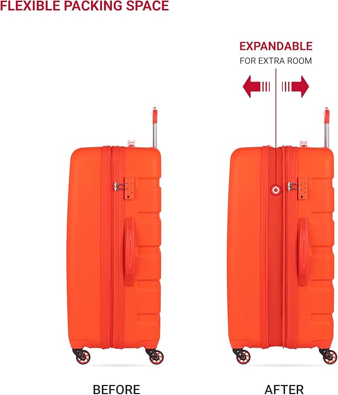 SwissGear 7366 Signature Hardside Expandable Luggage with Spinner Wheels, TSA Lock, Orange, Checked-Large 27-Inch