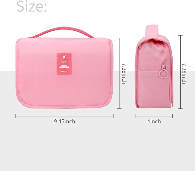 Large Capacity Toiletry Bag Travel Bag with Hanging Hook for Men and Women Waterproof Travel Cosmetic Bag Bathroom Storage Bag for Brushes Set, Full-Sized Shampoo,Accessories(Pink)