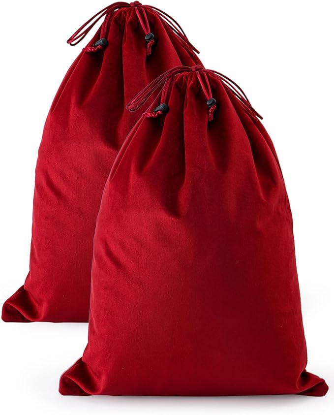 FantasyLife Shoe Bags for Travel, 17.3"x12.6" Washable Dust Bags for Storage & Packing, Flannel Shoe Pouch with Drawstring Closure for Purses, Handbags, Shoes & Toys (2, Rio Red)