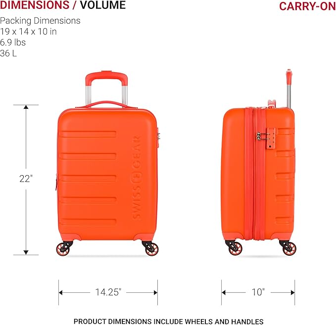 SwissGear 7366 Signature Hardside Expandable Luggage with Spinner Wheels, TSA Lock, Cup-Holder, Orange, 2-Piece Set (19/27)