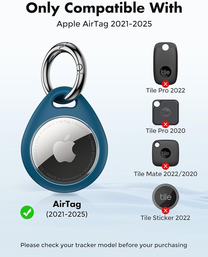 UNBREAKcable AirTag Holder for Apple - 4 Pack Air Tag Case [Fit Tightly Design] [Easy to Install] [Hold Securely] Waterproof TPU Protective Cover with Metal Keychain for Kids,Pet,Luggage,Backpack,Keys