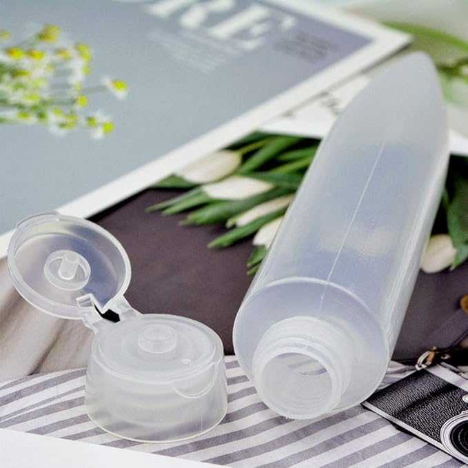 Nydotd 18 Pack Travel Size Plastic Squeeze Bottles for Liquids, 50ml/1.7Oz TSA Approved Makeup Toiletry Cosmetic Containers, Leak-Proof with Flip Caps, Refillable