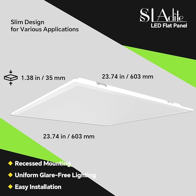 6Pack 2x2 LED Light Flat Panel,40/35/30/25/20W,5 Color Temps 2.7K/3K/3.5K/4K/5K,Dimmable (0-10V) Recessed Drop Ceiling Lights,5200 LM Fixture Flush Mount Ceiling for Office Kitchen Garage ETL Listed