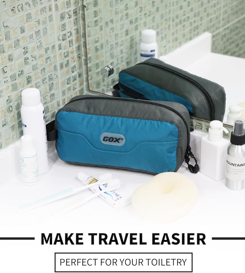 GOX Travel Small Toiletry Bag for Men Nylon Dopp Kit Medicine Bag Travel Organizer Pouch Shave Kits for Teens Toiletry Essentials Bathroom Compact Peacock 9.8 * 4.3 * 3.3 Inches