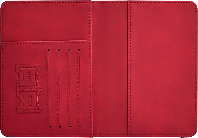 Passport Holder, Passport Cover with Credit Card Slot and Boarding Pass Slot Combo, Passport Wallet Case Book Travel Must Have, RFID Blocking Leather Travel Accessories, Red