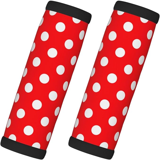 Red White Polka Dot Handle Wrap 2 Pieces, Soft Handle Grip for Women Men Business Luggage Outdoor Bag Markers Décor