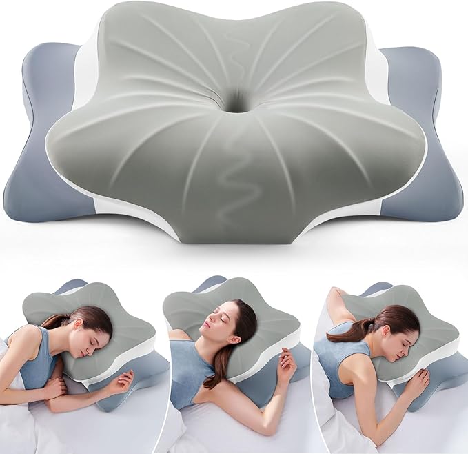 DONAMA Cervical Pillow for Neck and Shoulder Pain Relief, Cooling Contour Memory Foam Pillow, Dual-Height Ergonomic Neck Support Pillow for Side Back Stomach Sleepers with Removable Pillowcase
