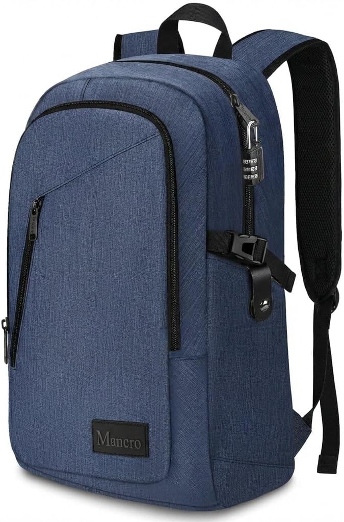 Mancro Laptop Backpack, 15.6 inch Business Backpack Anti Theft College School Computer Bag for Men Women Travel Backpack with Laptop Compartment (Blue, 15.6 inch)