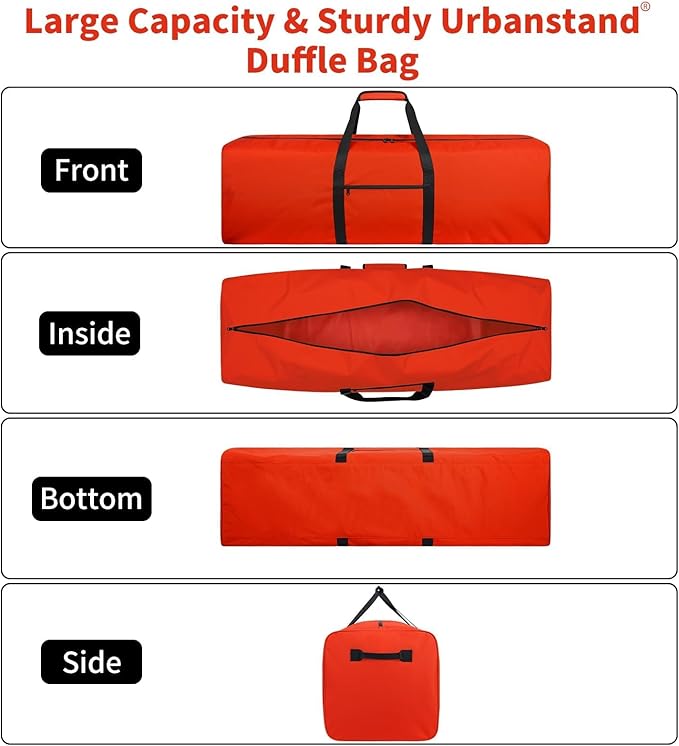Urbanstand 52 Inch Extra Large Duffle Bag for Travel, Sports Gear Storage Bag with 2-way Lockable Zippers, Long Duffel Bag for Tent Camping tripod (Orange)