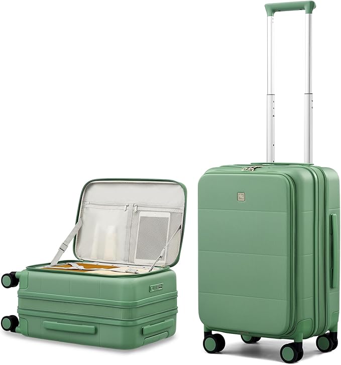 Hanke Hardside Expandable Carry On Luggage, 20 Inch Top Opening Trunk Luggages with Spinner Wheels, All-PC Hard Shell Carry-On Suitcase, Lightweight & TSA Airline Approved (Forest Green, 46L)