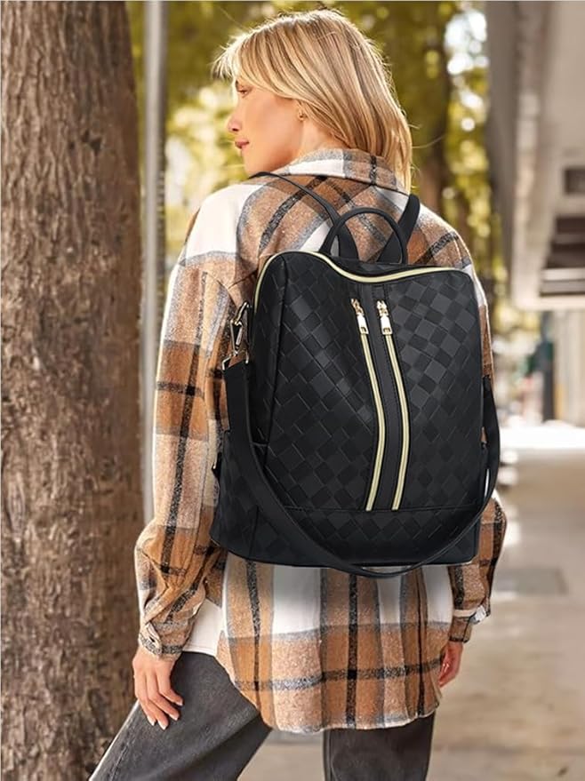 Makes Backpack Purse for Women PU Leather Travel Satchel Handbag Convertible Design Bag with Purse 2 Piece