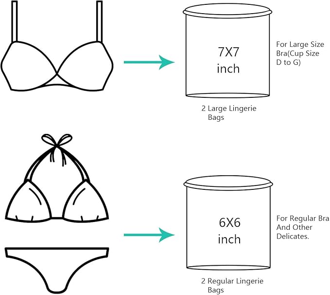 BAGAIL Laundry Bags Mesh Wash Bag for Intimates Lingerie and Delicates,7Pcs(1XL,2L,2M,2 Bra Bags) (Pack of 2)