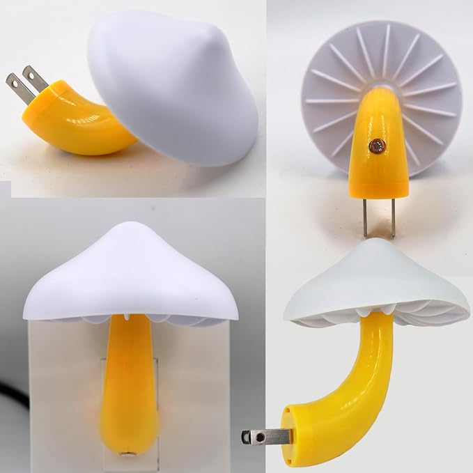 LED Mushroom Night Light Plug in Lamp,2 Pack Color Changing Light Sensor Night Lights Plug into Wall, Decor Night Light for Kids Adults Room Bedroom Bathroom Hallway Kitchen