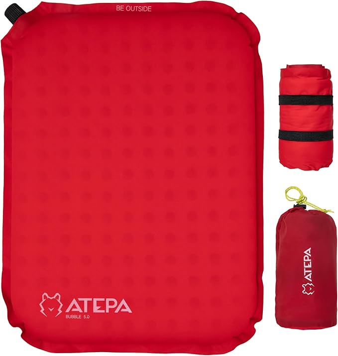 ATEPA Inflatable Seat Cushion, Self-Inflating Portable Stadium Airplane Travel Foam Cushion Pad for Camping, Sports Events, Outdoor