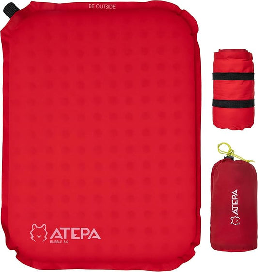 ATEPA Inflatable Seat Cushion, Self-Inflating Portable Stadium Airplane Travel Foam Cushion Pad for Camping, Sports Events, Outdoor