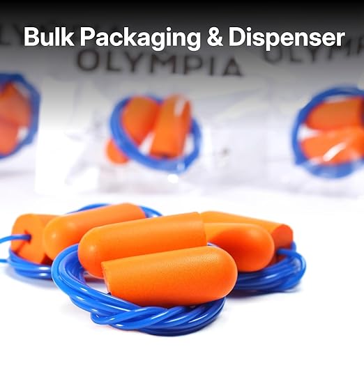 NORTHSKY Foam Ear Plugs, 200 Pairs Foam Earplugs for Sleeping, Effective Noise Reduction NRR of 32 dB, Bulk Ear Plugs with Cord, Bullet Shape, Slow Rebound