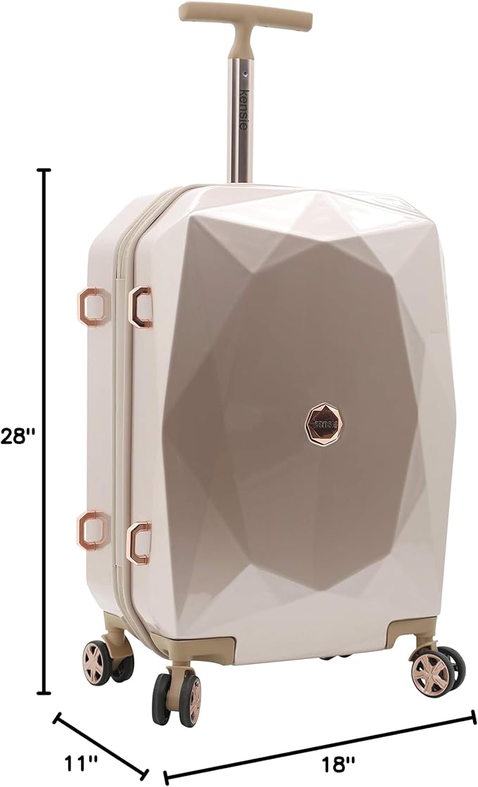 kensie Women's Gemstone Luggage Set, Rose Gold, 2 Piece Set (28"/20")