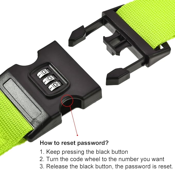 uxcell Luggage Straps Suitcase Belts with Buckle, Combination Lock, 2Mx5cm Adjustable PP Travel Packing Accessories, Light Green 2Pcs